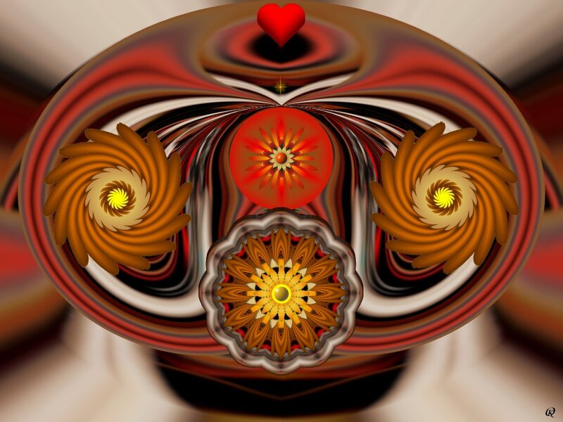 Abstract Fractal Design — Red, Symmetrical, Digital Art