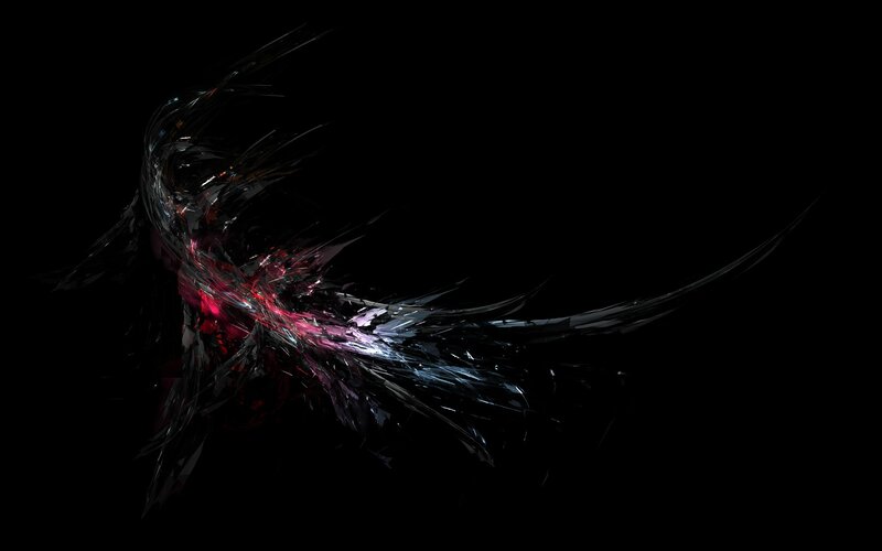 Abstract Fractal Explosion — Black, Dramatic, Digital Art, Red Light