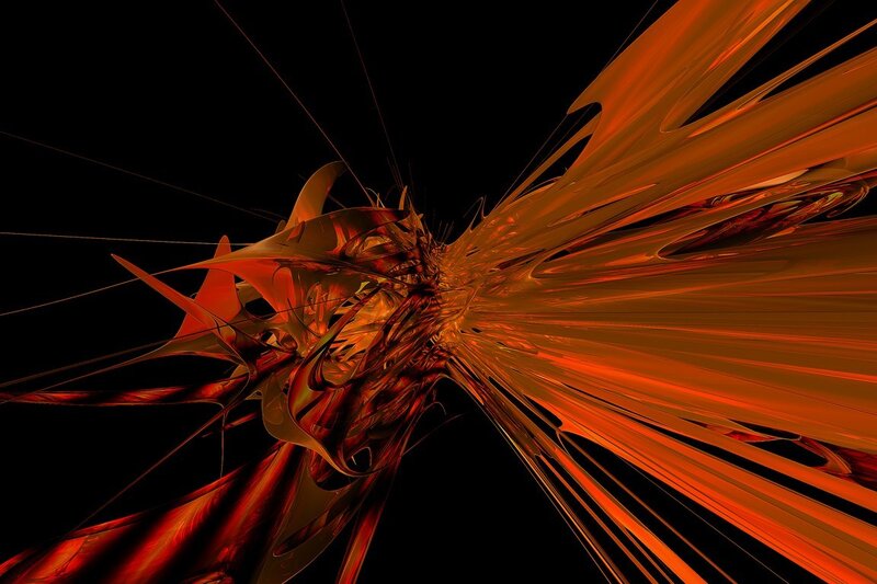 Abstract Fractal Explosion — Orange, Dramatic