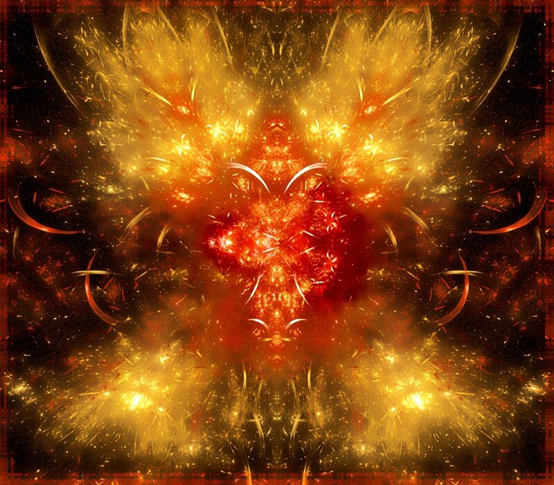Abstract Fractal Explosion — Red, Dramatic, Digital Art, Fire