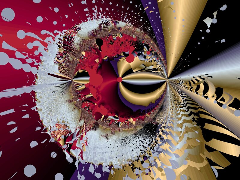 Abstract Fractal Explosion — Red, Dramatic, Digital Art, Splashes