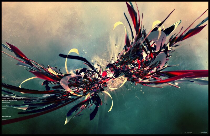 Abstract Fractal Explosion — Red, Dramatic, Digital Art