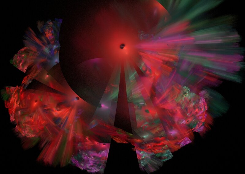 Abstract Fractal Explosion — Red, Dramatic