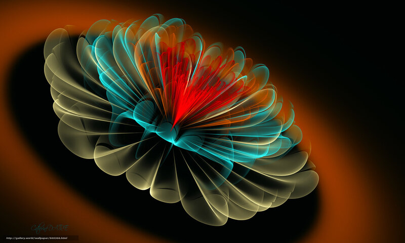 Abstract Fractal Flower — Red, Dramatic, Digital Art, Light