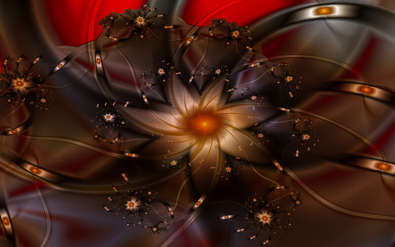 Abstract Fractal Flower — Red, Dramatic