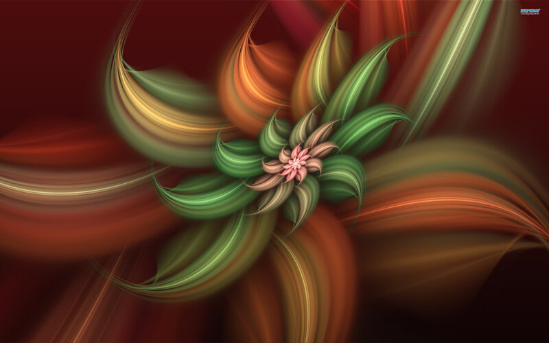 Abstract Fractal Flower — Red, Dynamic, Digital Art