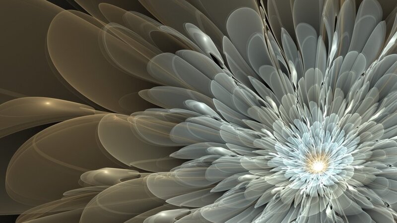 Abstract Fractal Flower — White, Serene