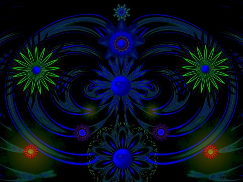 Abstract Fractal Flowers — Blue
