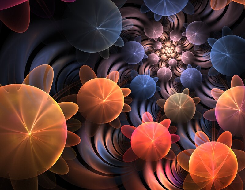 Abstract Fractal Flowers — Orange