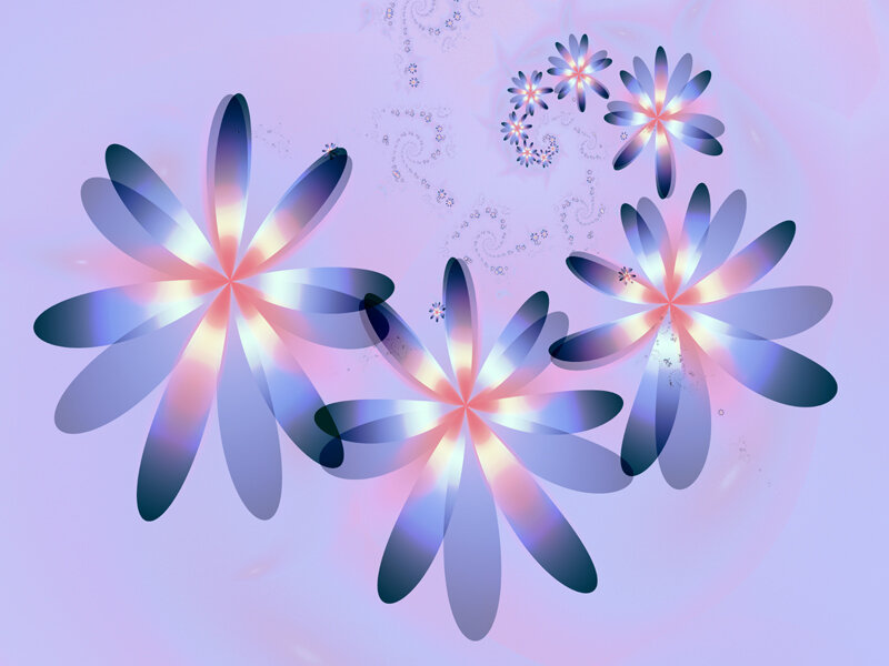 Abstract Fractal Flowers — Purple, Dreamy, Digital Art