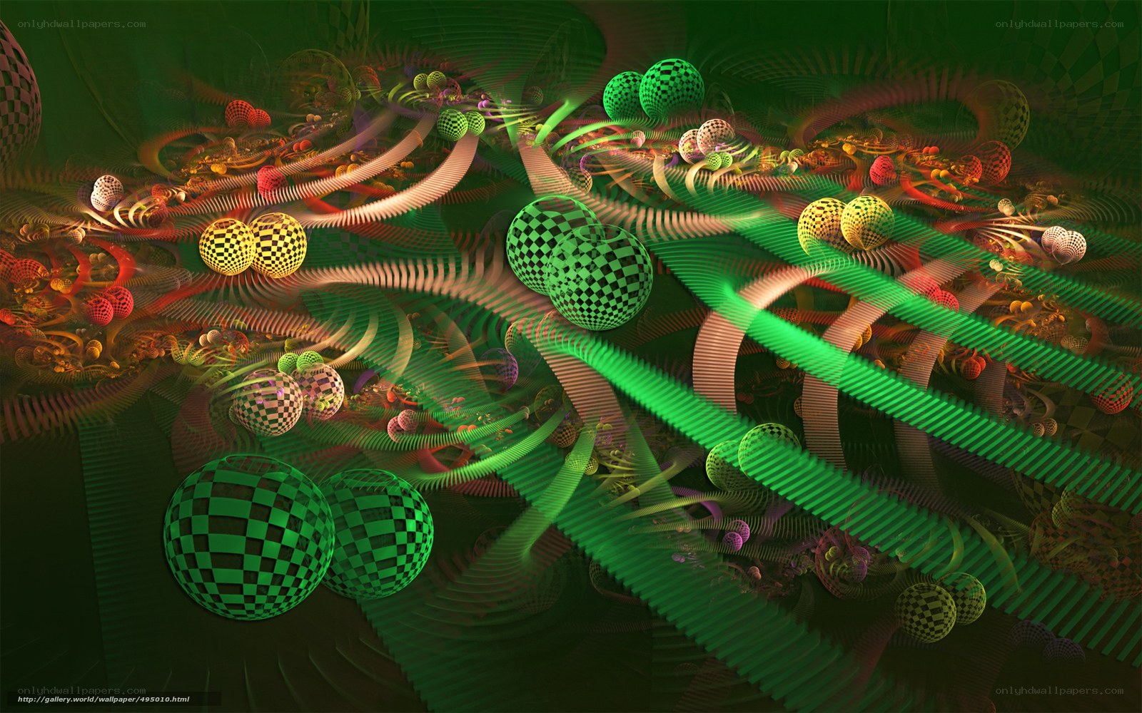 Abstract fractal green spheres