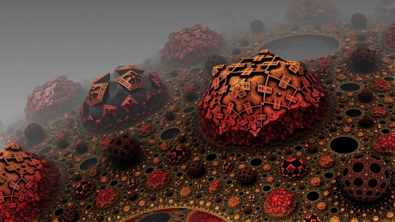 Abstract Fractal Landscape — Red, Mysterious