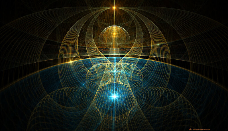 Abstract Fractal Light Patterns — Blue, Dramatic