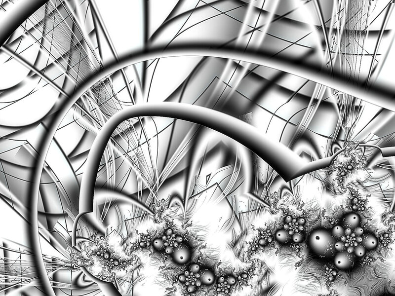 Abstract Fractal Pattern — Black, Complex, Digital Art