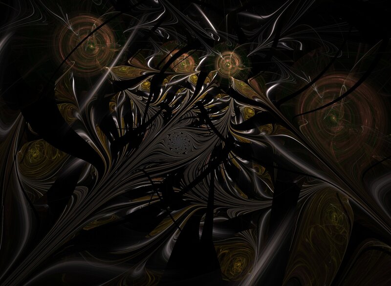 Abstract Fractal Pattern — Black, Dark, Digital Art, Swirls, Lines