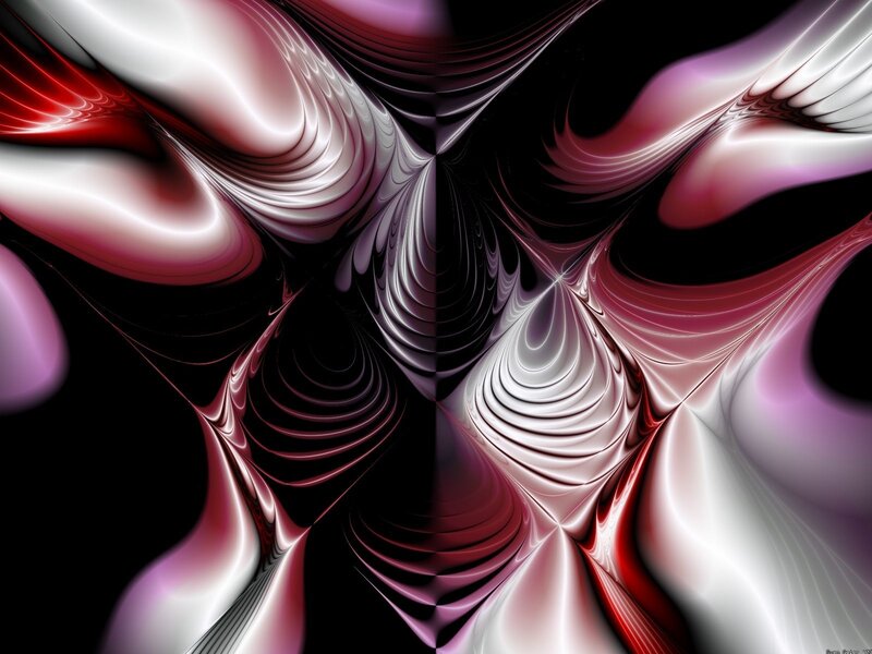 Abstract Fractal Pattern — Black, Dramatic, Digital Art, Curved Lines
