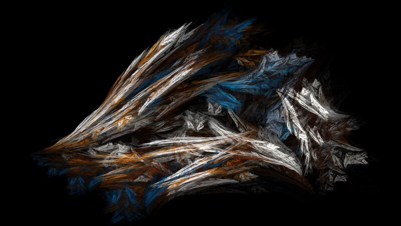 Abstract Fractal Pattern — Black, Dramatic, Digital Art, Feathers