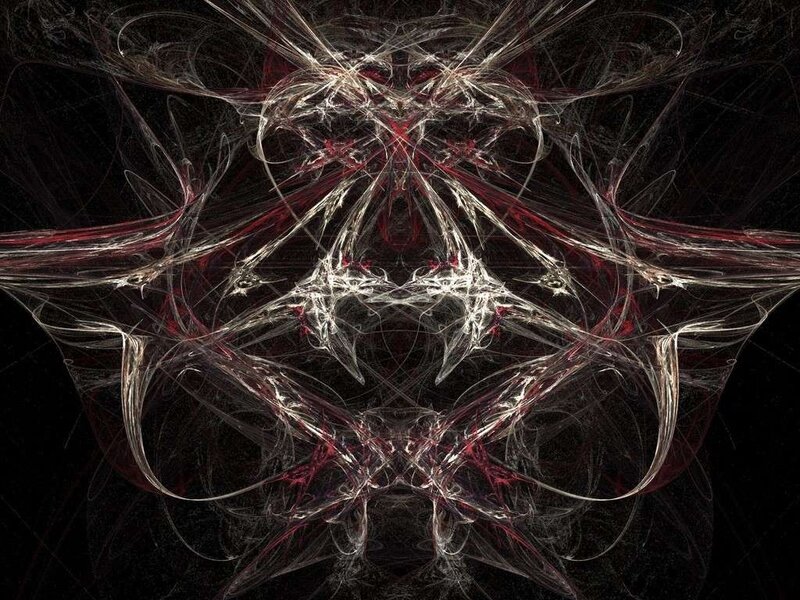 Abstract Fractal Pattern — Black, Dramatic, Digital Art, Red Lines
