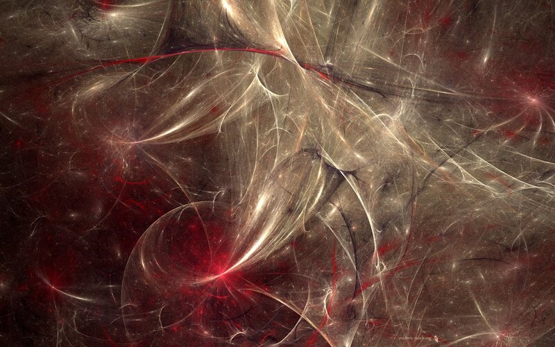 Abstract Fractal Pattern — Black, Dramatic, Digital Art, Red Lines, White Filaments
