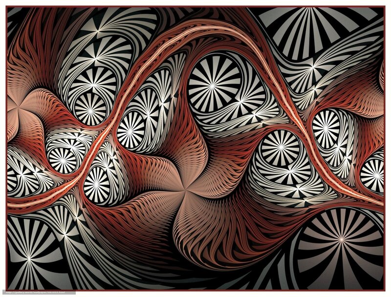 Abstract Fractal Pattern — Black, Hypnotic, Digital Art, Stripes