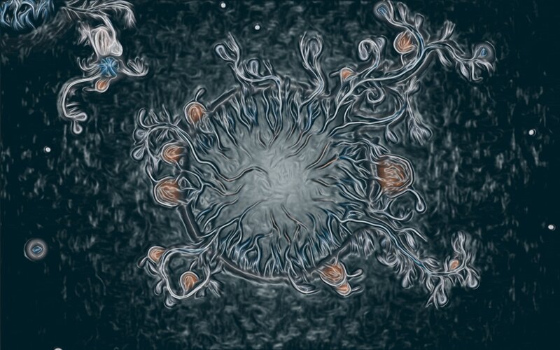 Abstract Fractal Pattern — Black, Mysterious, Digital Art, Glow