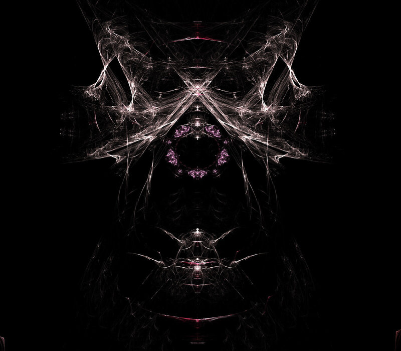 Abstract Fractal Pattern — Black, Mysterious, Digital Art, Light Streaks, Symmetry