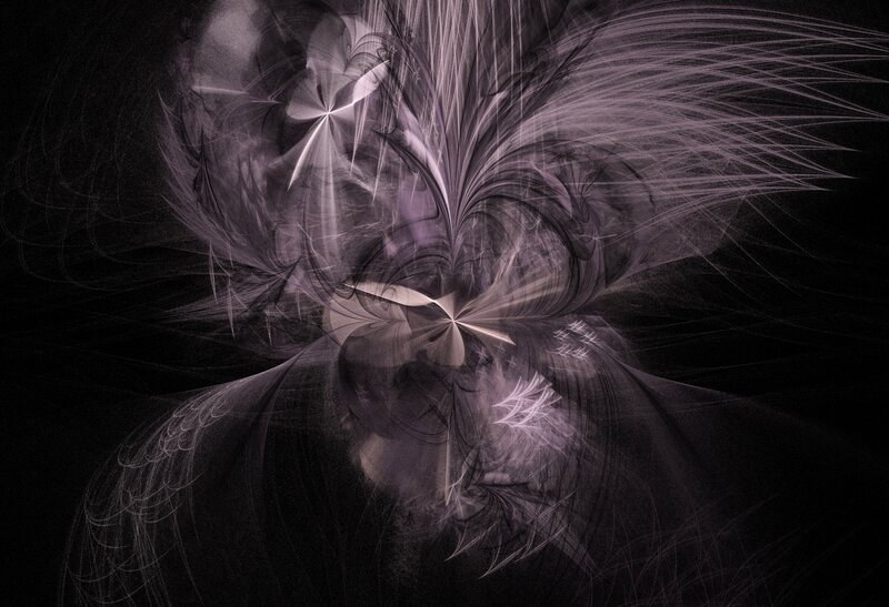 Abstract Fractal Pattern — Black, Mysterious, Digital Art, Light Streaks