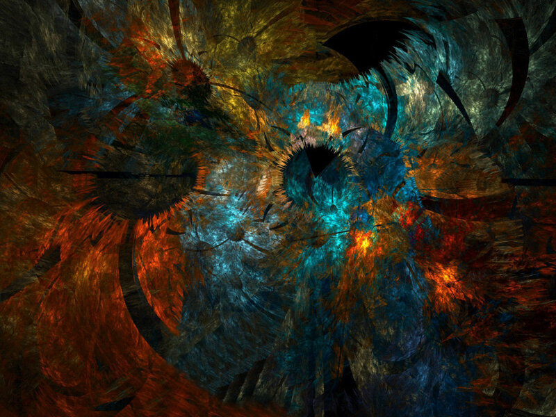 Abstract Fractal Pattern — Blue, Chaotic, Digital Art, Spiral