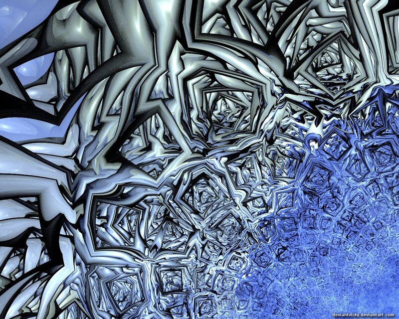 Abstract Fractal Pattern — Blue, Complex, Digital Art