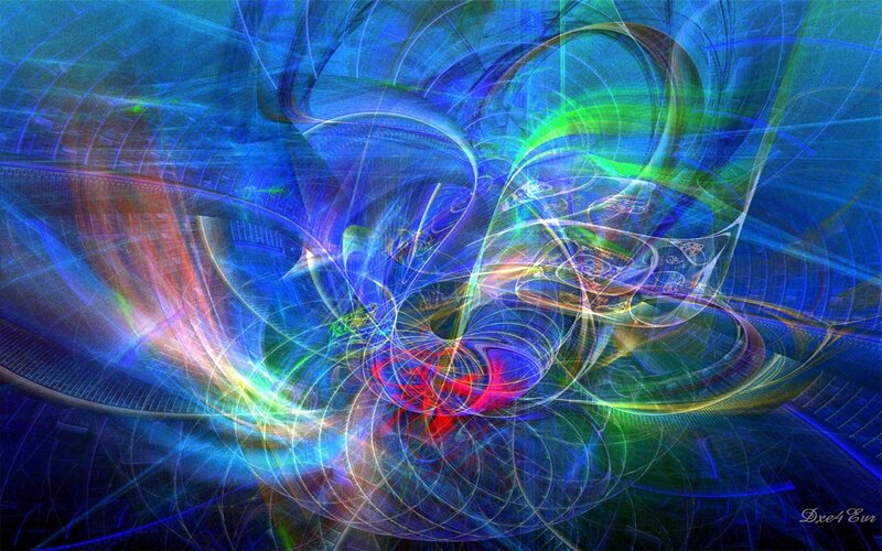 Abstract Fractal Pattern — Blue, Dynamic, Light Trails