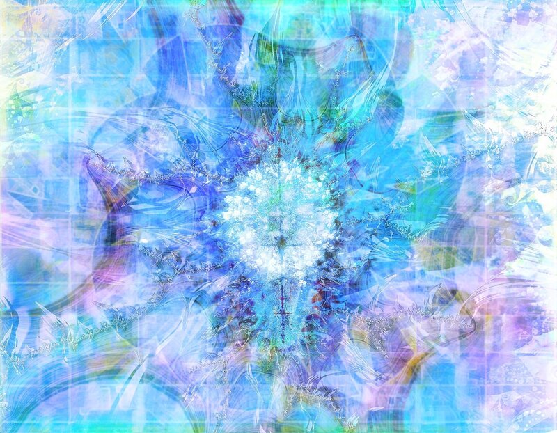 Abstract Fractal Pattern — Blue, Ethereal, Digital Art, Light