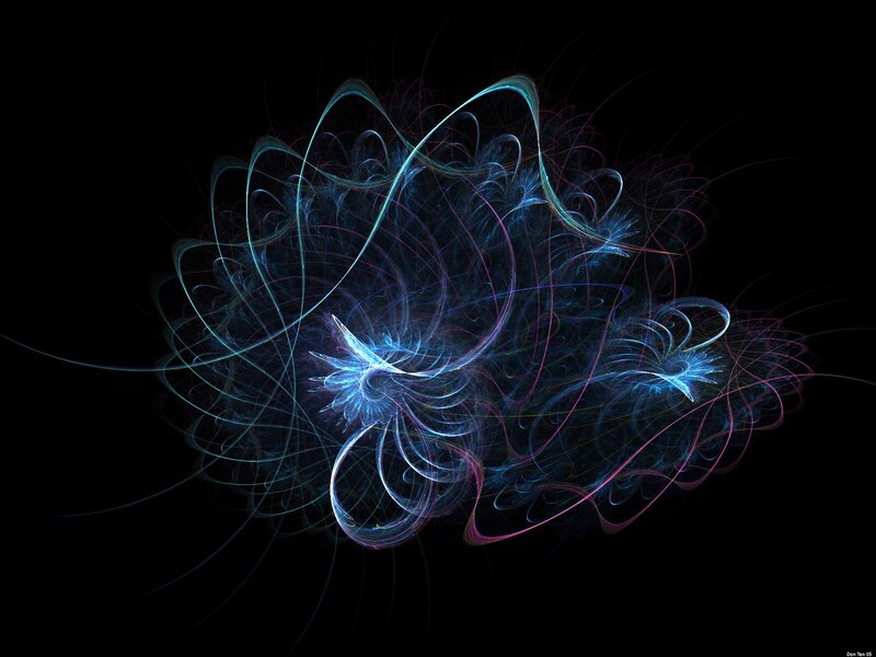 Abstract Fractal Pattern — Blue, Ethereal, Digital Art, Lines, Curves, Light