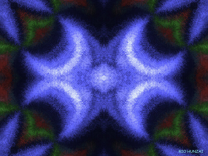 Abstract Fractal Pattern — Blue, Hypnotic, Digital Art, Green, Red