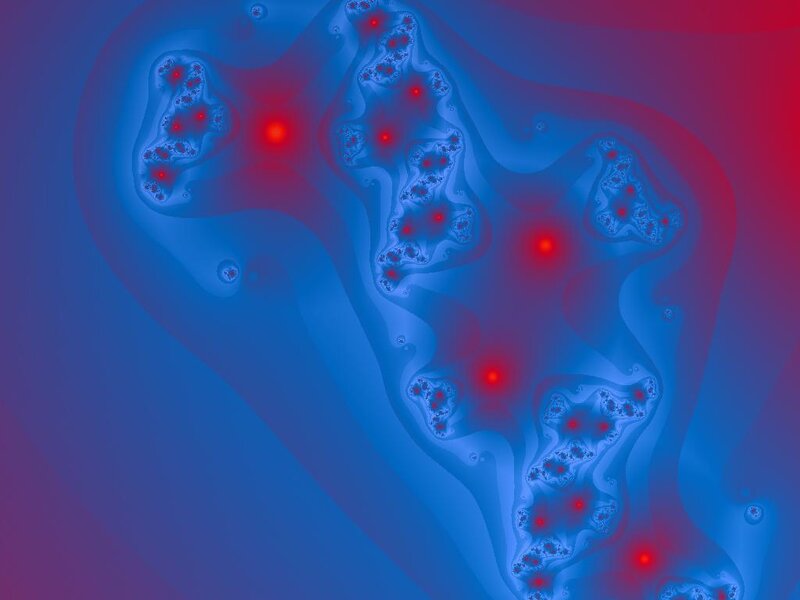 Abstract Fractal Pattern — Blue, Hypnotic, Digital Art, Red Dots