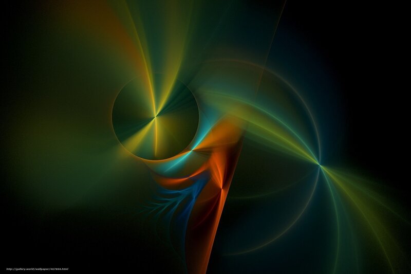 Abstract Fractal Pattern — Green, Dynamic, Digital Art, Light Rays