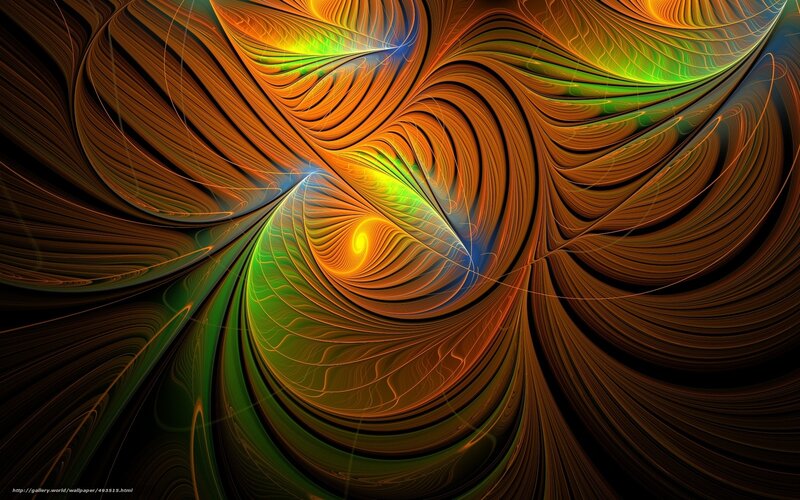 Abstract Fractal Pattern — Green, Dynamic, Digital Art, Swirls