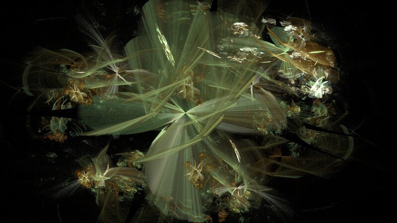 Abstract Fractal Pattern — Green, Ethereal, Digital Art, Light Rays