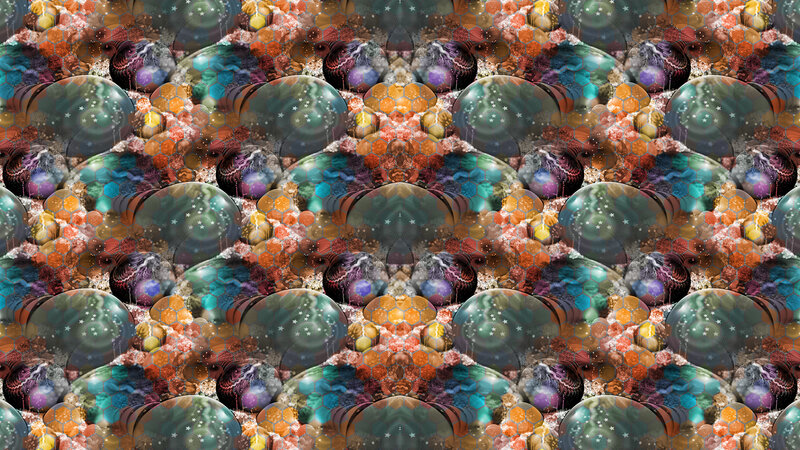 Abstract Fractal Pattern — Green, Hypnotic, Digital Art, Bubbles