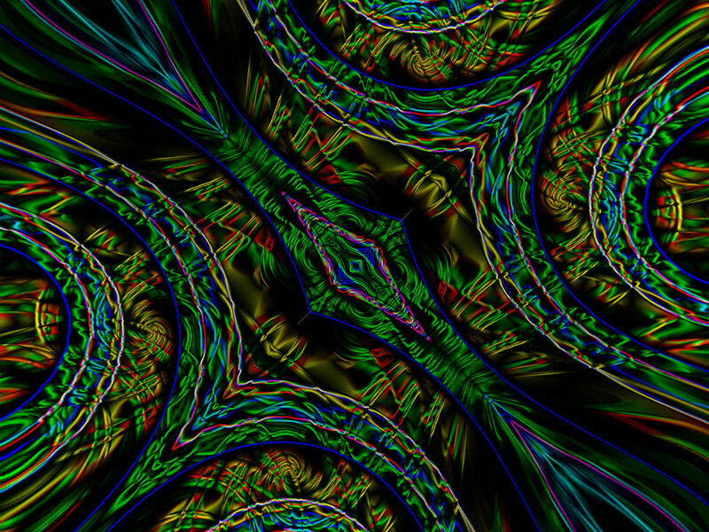 Abstract Fractal Pattern — Green, Hypnotic, Digital Art, Circles