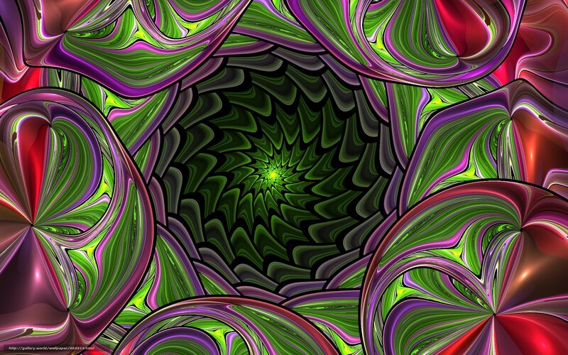 Abstract Fractal Pattern — Green, Hypnotic, Digital Art, Purple