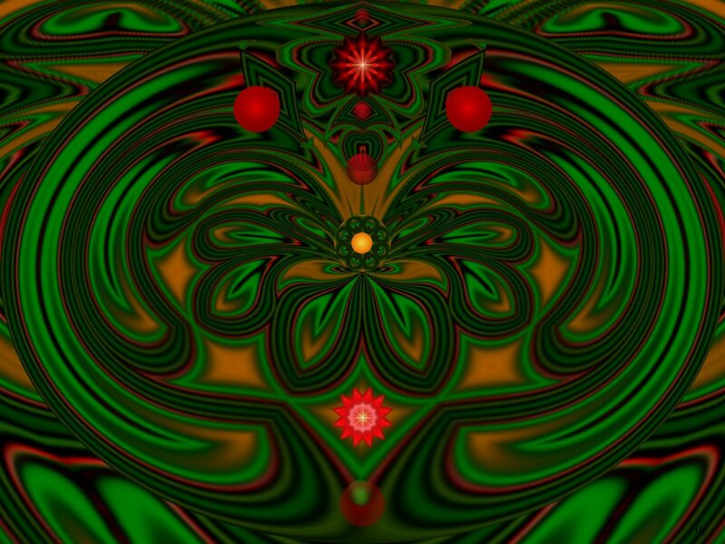 Abstract Fractal Pattern — Green, Hypnotic, Digital Art