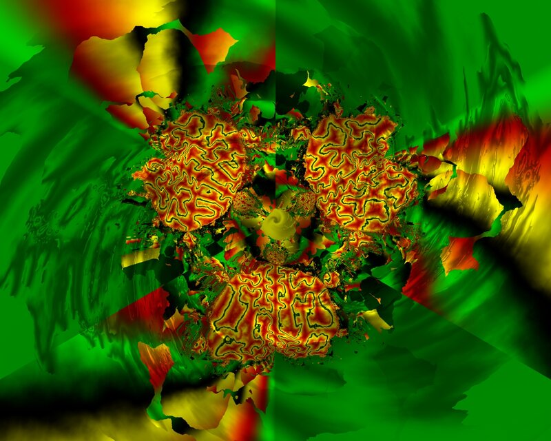 Abstract Fractal Pattern — Green, Vibrant, Digital Art