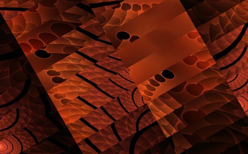 Abstract Fractal Pattern — Orange, Dramatic, Digital Art, Geometric Shapes