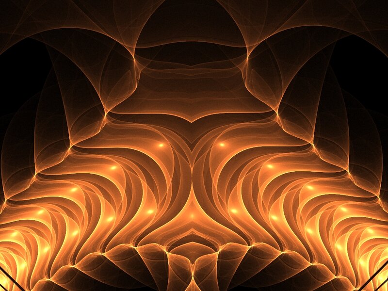 Abstract Fractal Pattern — Orange, Dramatic, Digital Art, Light