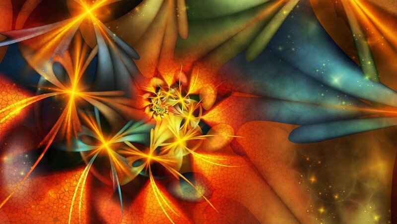 Abstract Fractal Pattern — Orange, Dramatic, Digital Art, Stars