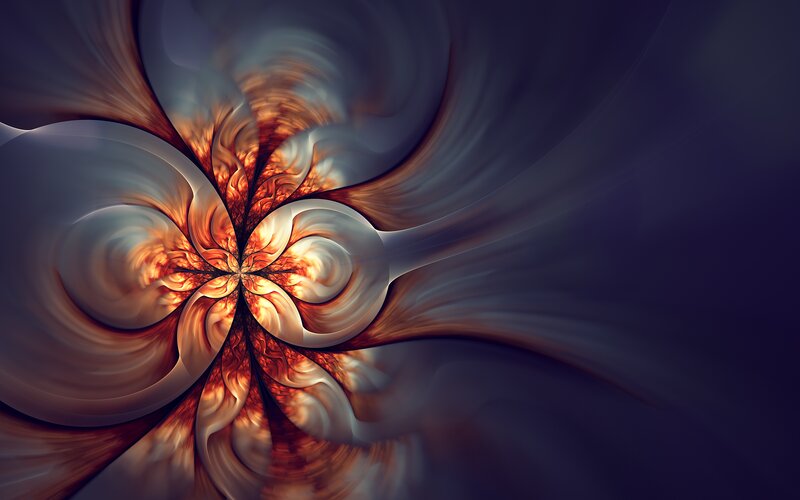 Abstract Fractal Pattern — Orange, Dramatic, Digital Art, Swirls