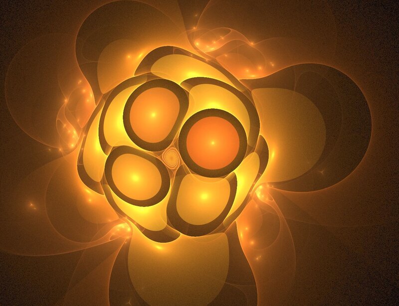 Abstract Fractal Pattern — Orange, Warm, Digital Art, Circles