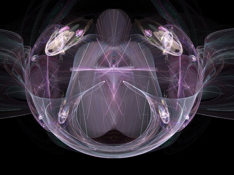 Abstract Fractal Pattern — Purple, Ethereal, Digital Art, Light Streaks, Purple Glow
