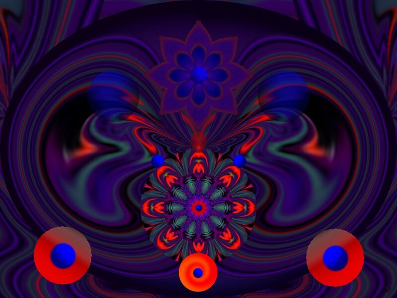 Abstract Fractal Pattern — Purple, Hypnotic, Digital Art, Flower