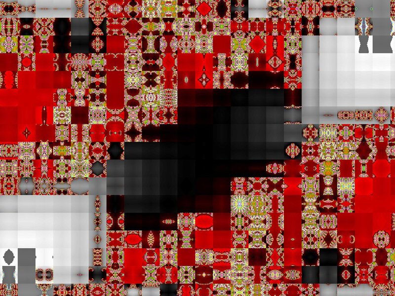 Abstract Fractal Pattern — Red, Chaotic, Digital Art, Black